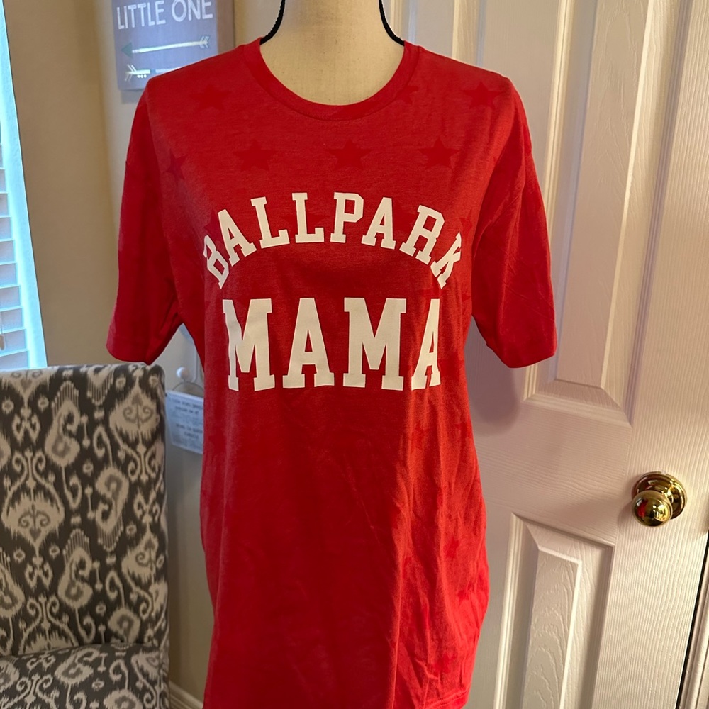 Little Mama Shirt Shop Ballpark Mama Red T Shirt Size Large Maternity Nwt!